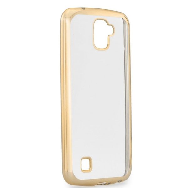 CUSTODIA per LG K3 (2017) IN GEL TPU SILICONE TRASPARENTE CON CORNICE COLORE ORO