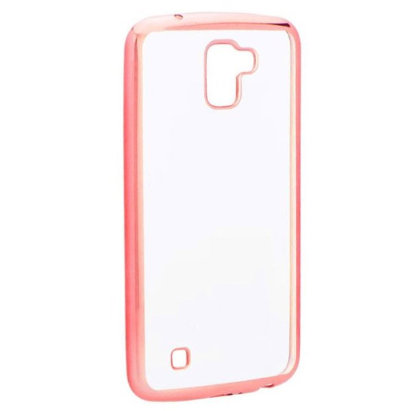 CUSTODIA per LG K3 (2017) IN GEL TPU SILICONE TRASPARENTE CON CORNICE COLORE ROSA ORO