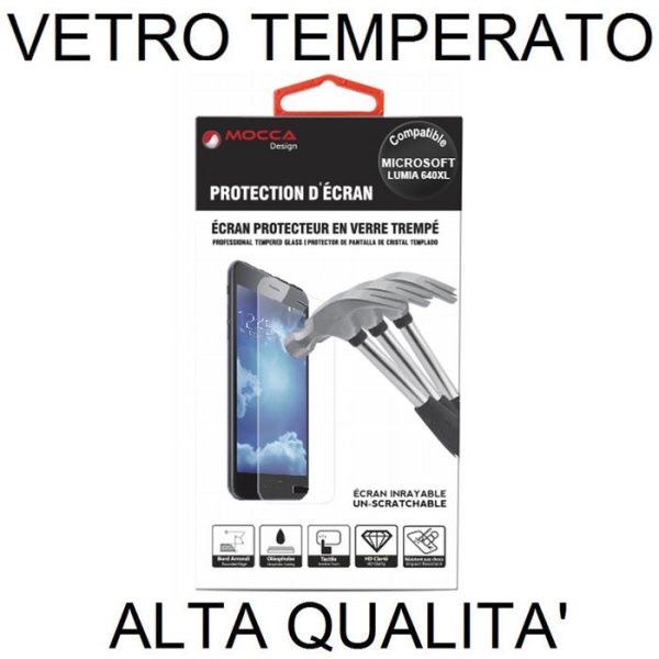 PELLICOLA per MICROSOFT LUMIA 640 XL IN VETRO TEMPERATO 0,33mm MOCCA BLISTER - ATTENZIONE: la parte curva non è coperta!