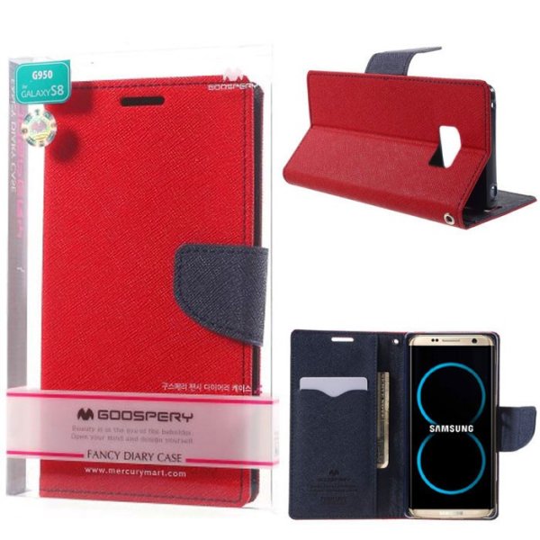 CUSTODIA per SAMSUNG SM-G950 GALAXY S8 - FLIP ORIZZONTALE CON STAND E INTERNO IN TPU SILICONE COLORE ROSSO ALTA QUALITA'