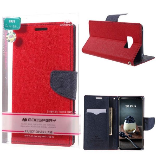 CUSTODIA per SAMSUNG SM-G955 GALAXY S8 PLUS - FLIP ORIZZONTALE CON STAND E INTERNO IN TPU SILICONE COLORE ROSSO ALTA QUALITA'