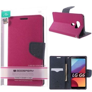 CUSTODIA per LG G6, H870, G6 DUAL SIM H870DS - FLIP ORIZZONTALE CON STAND ED INTERNO IN TPU SILICONE COLORE FUCSIA ALTA QUALITA'