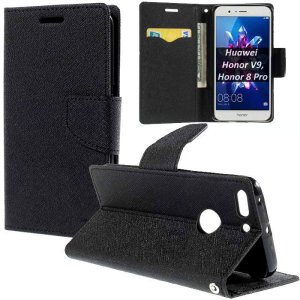 CUSTODIA per HUAWEI HONOR 8 PRO, HONOR V9 - FLIP ORIZZONTALE CON INTERNO IN TPU, STAND, PORTA CARTE E CHIUSURA MAGNETICA NERO