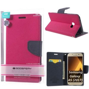 CUSTODIA per SAMSUNG SM-A520 GALAXY A5 (2017) - FLIP ORIZZONTALE CON STAND E INTERNO IN TPU SILICONE COLORE FUCSIA ALTA QUALITA'