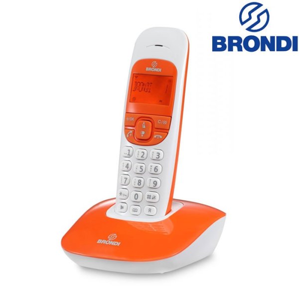 CORDLESS ECO DECT CON VIVAVOCE E SVEGLIA COLORE BIANCO E ARANCIONE NICE BRONDI