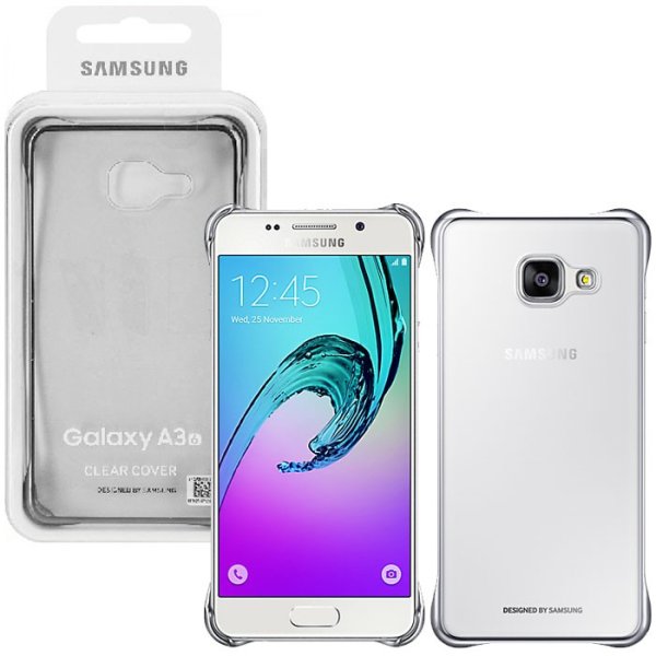 CUSTODIA ORIGINALE per SAMSUNG SM-A310 GALAXY A3 (2016) - CLEAR COVER RIGIDA TRASPARENTE CON CORNICE SILVER BLISTER