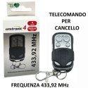 TELECOMANDO AUTOAPPRENDENTE PER CANCELLO AUTOMATICO CON FREQUENZA A 433,92 MHz COLORE NERO UNITRONIC 4