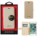 CUSTODIA per APPLE IPHONE SE (2020/2022), IPHONE (7/8) - FLIP ORIZZONTALE PELLE GUESS CON CHIUSURA MAGNETICA INVISIBILE BEIGE