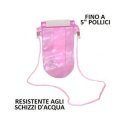 CUSTODIA A SACCHETTO RESISTENTE AGLI SCHIZZI D'ACQUA per DISPOSITIVI FINO A 5" CON CHIUSURA ERMETICA E STRAP COLORE ROSA