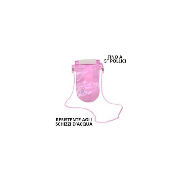 CUSTODIA A SACCHETTO RESISTENTE AGLI SCHIZZI D'ACQUA per DISPOSITIVI FINO A 5" CON CHIUSURA ERMETICA E STRAP COLORE ROSA