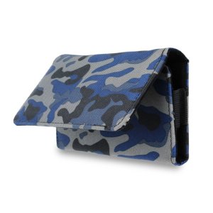 CUSTODIA per SAMSUNG N9000 GALAXY NOTE 3 E MODELLI SIMILARI - SACCHETTO ORIZZONTALE CON CLIP E PASSACINTURA MILITARE BLU