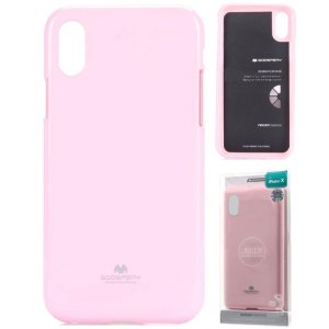 CUSTODIA per APPLE IPHONE X, IPHONE XS (5.8") IN GEL TPU SILICONE COLORE ROSA LUCIDO ALTA QUALITA' MERCURY BLISTER