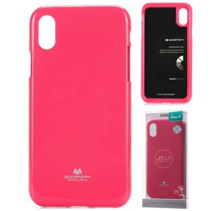 CUSTODIA per APPLE IPHONE X, IPHONE XS (5.8") IN GEL TPU SILICONE COLORE FUCSIA LUCIDO ALTA QUALITA' MERCURY BLISTER