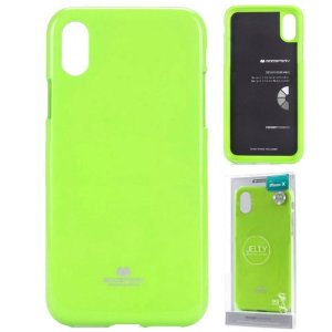 CUSTODIA per APPLE IPHONE X, IPHONE XS (5.8") IN GEL TPU SILICONE COLORE VERDE LUCIDO ALTA QUALITA' MERCURY BLISTER