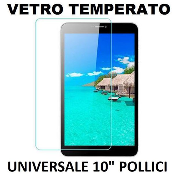 PELLICOLA PROTEGGI DISPLAY UNIVERSALE VETRO TEMPERATO 0,33mm PER DISPOSITIVI DA 10" POLLICI DIMENSIONI 258 mm X 155 mm