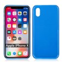 CUSTODIA per APPLE IPHONE X, IPHONE XS (5.8") IN GEL TPU SILICONE COLORE BLU TRASPARENTE