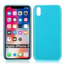 CUSTODIA per APPLE IPHONE X, IPHONE XS (5.8") IN GEL TPU SILICONE COLORE AZZURRO TRASPARENTE