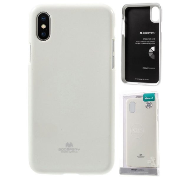 CUSTODIA per APPLE IPHONE X, IPHONE XS (5.8") IN GEL TPU SILICONE COLORE BIANCO LUCIDO ALTA QUALITA' MERCURY BLISTER