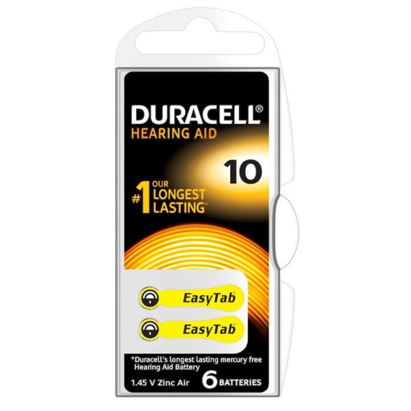 BATTERIA 1.45V ACUSTICA 10 - BLISTER 6 pz. EASY TAB HEARING AIR DURACELL