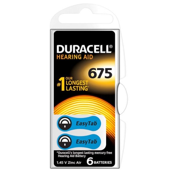 BATTERIA 1.45V ACUSTICA 675 - BLISTER 6 pz. EASY TAB HEARING AIR DURACELL