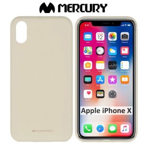 CUSTODIA per APPLE IPHONE X, IPHONE XS (5.8") IN GEL TPU SILICONE COLORE BEIGE ALTA QUALITA' MERCURY SOFT BLISTER