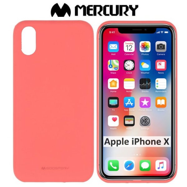 CUSTODIA per APPLE IPHONE X, IPHONE XS (5.8") IN GEL TPU SILICONE COLORE ROSA ALTA QUALITA' MERCURY SOFT BLISTER