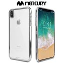 CUSTODIA per APPLE IPHONE X, IPHONE XS (5.8") IN GEL TPU SILICONE TRASPARENTE CON CORNICE SILVER ALTA QUALITA' MERCURY BLISTER