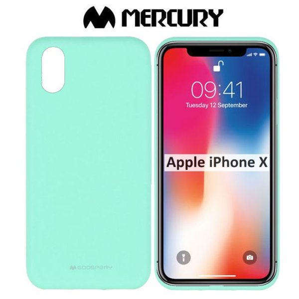 CUSTODIA per APPLE IPHONE X, IPHONE XS (5.8") IN GEL TPU SILICONE COLORE VERDE ACQUA ALTA QUALITA' MERCURY SOFT BLISTER