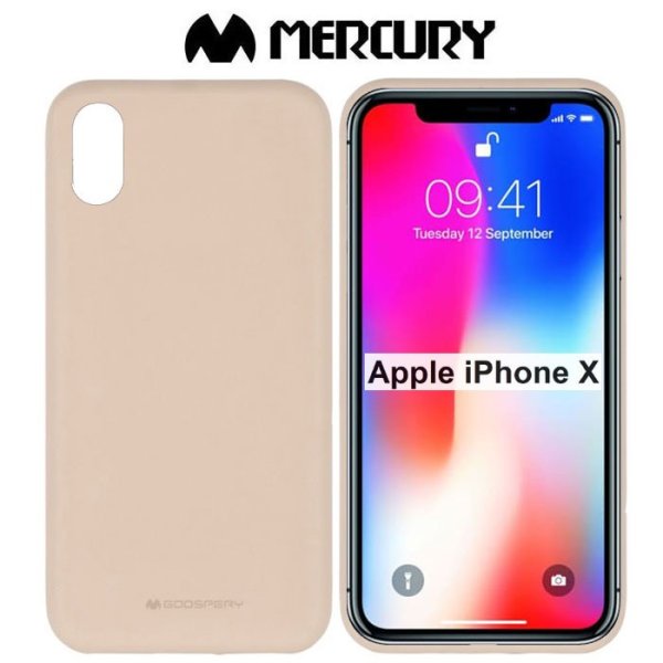 CUSTODIA per APPLE IPHONE X, IPHONE XS (5.8") IN GEL TPU SILICONE COLORE SABBIA ALTA QUALITA' MERCURY SOFT BLISTER