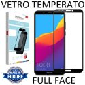 PELLICOLA per HUAWEI Y7 2018, Y7 PRIME 2018, HONOR 7C IN VETRO TEMPERATO FULL FACE 9H 0,33mm CON CORNICE NERA MYSCREEN LITE