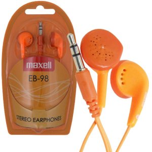 AURICOLARE STEREO per MP3 E MP4 CON JACK 3,5 mm COLORE ARANCIONE EB-98O 303500 STEREO EAR BUDS MAXELL BLISTER