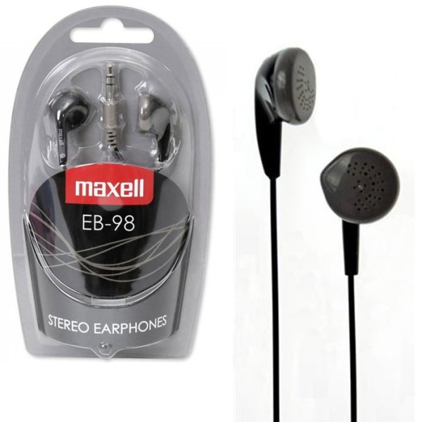 AURICOLARE STEREO per MP3 E MP4 CON JACK 3,5 mm COLORE NERO EB-98K 303499 STEREO EAR BUDS MAXELL BLISTER