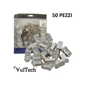 CONNETTORI TRASPARENTI RJ45 IN PLASTICA CON TERMINALI RIVESTITI IN ORO PER MIGLIORE TRASMISSIONE DEL SEGNALE SN21404 VULTECH