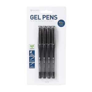 SET DI 4 PENNE GEL CON INCHIOSTRO NERO E LARGHEZZA LINEA DI SCRITTURA 0,7 mm PWGP4B PLATINET BLISTER