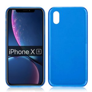 CUSTODIA per APPLE IPHONE XR (6.1") IN GEL TPU SILICONE COLORE BLU TRASPARENTE