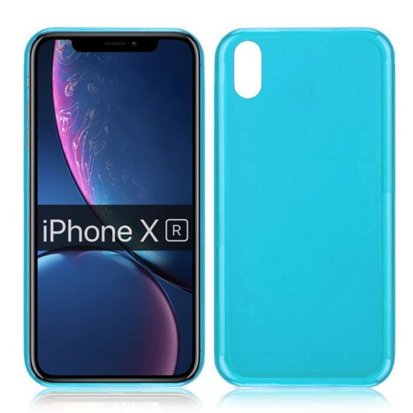 CUSTODIA per APPLE IPHONE XR (6.1") IN GEL TPU SILICONE COLORE AZZURRO TRASPARENTE