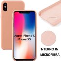 CUSTODIA per APPLE IPHONE X, IPHONE XS (5.8") IN SILICONE CON EFFETTO SOFT TOUCH ED INTERNO IN MICROFIBRA COLORE ROSA