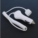 CARICATORE AUTO 1000mAh CON CONNETTORE 30 PIN PER DISPOSITIVI APPLE - CAVO A SPIRALE COLORE BIANCO (CA27.IPHONE)