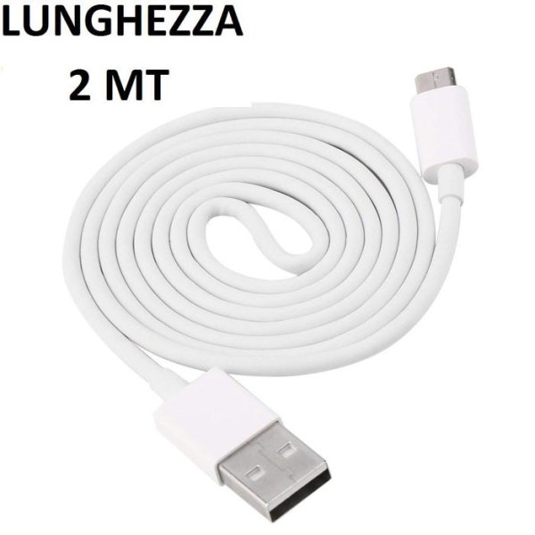 CAVO MICRO USB - LUNGHEZZA 2 MT COLORE BIANCO