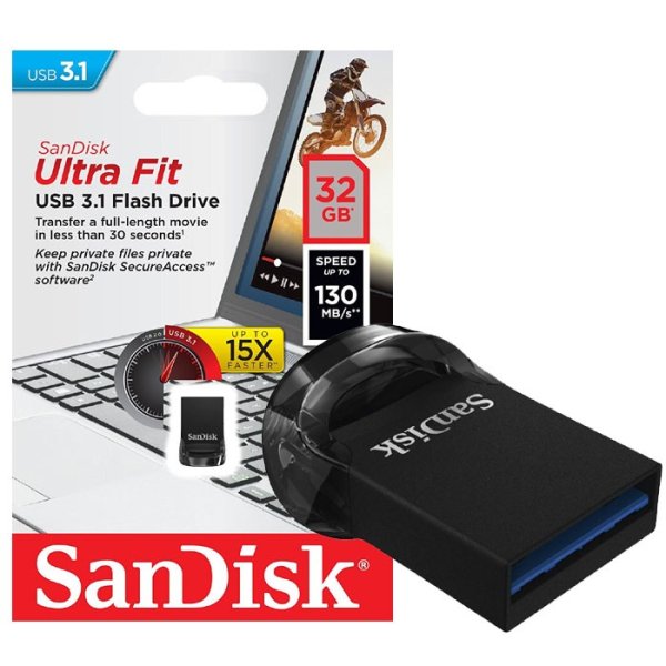 PEN DRIVE 32GB USB 3.1 MINI CON VELOCITA' IN LETTURA FINO A 130MB/s E SECUREACCESS COLORE NERO SDCZ430-032G-G46 SANDISK