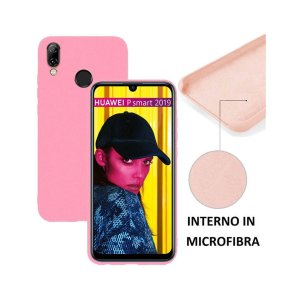 CUSTODIA per HUAWEI P SMART 2019, HONOR 10 LITE IN SILICONE CON EFFETTO SOFT TOUCH ED INTERNO IN MICROFIBRA COLORE ROSA