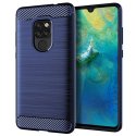 CUSTODIA per HUAWEI MATE 20 IN GEL TPU SILICONE EFFETTO METALLICO CON INSERTI IN FANTASIA CARBONIO COLORE BLU