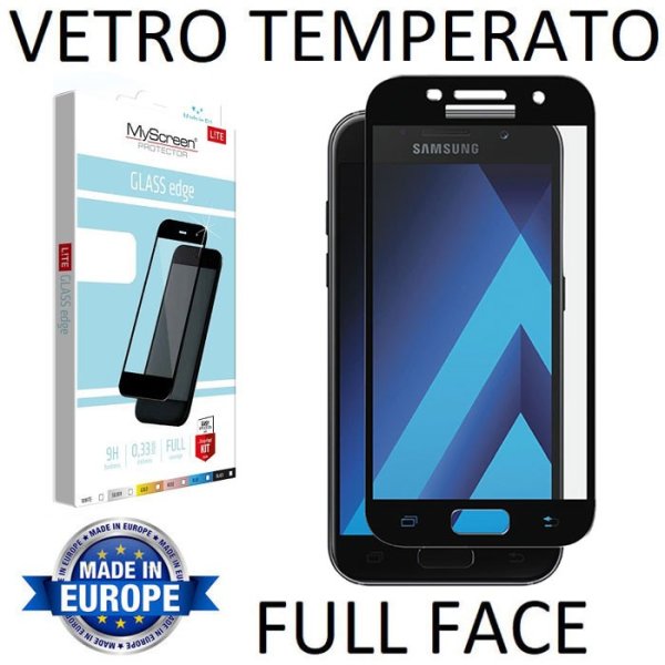 PELLICOLA per SAMSUNG SM-A520 GALAXY A5 (2017) IN VETRO TEMPERATO FULL FACE 9H 0,33mm CON CORNICE COLORE NERO MYSCREEN LITE