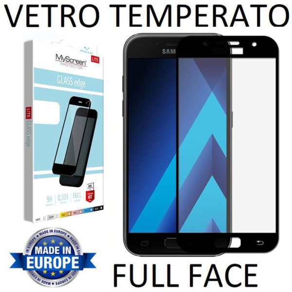 PELLICOLA per SAMSUNG SM-A320 GALAXY A3 (2017) IN VETRO TEMPERATO FULL FACE 9H 0,33mm CON CORNICE COLORE NERO MYSCREEN LITE