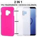 CUSTODIA per SAMSUNG GALAXY S9 (SM-G960) - 2 IN 1: GEL TPU SEMITRASPARENTE + SCOCCA RIGIDA RIMOVIBILE COLORE FUCSIA