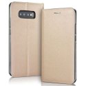 CUSTODIA per SAMSUNG GALAXY S10 (G973) - FLIP ORIZZONTALE SIMILPELLE CHIUSURA MAGNETICA INVISIBILE COLORE ORO CON BORDO SILVER