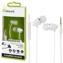 AURICOLARE STEREO con CONNETTORE JACK 3,5mm - GOMMINI, TASTO DI RISPOSTA E MICROFONO COLORE BIANCO MUVIT MUHPH0019