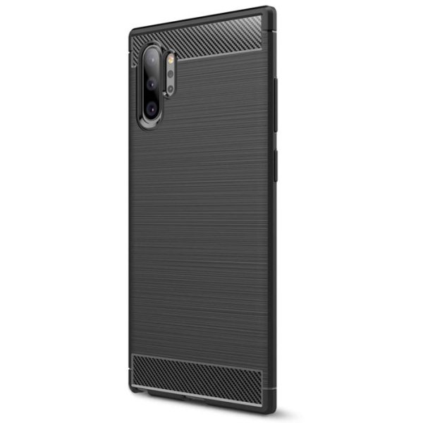 CUSTODIA per SAMSUNG GALAXY NOTE 10+ (N975), NOTE 10+ 5G (N976) GEL TPU EFFETTO METALLICO CON INSERTI IN FANTASIA CARBONIO NERO