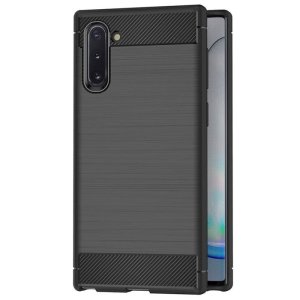 CUSTODIA per SAMSUNG GALAXY NOTE 10 (N970), NOTE 10 5G (N971) GEL TPU EFFETTO METALLICO CON INSERTI IN FANTASIA CARBONIO NERO