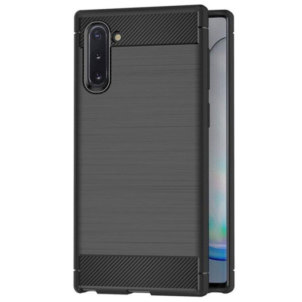 CUSTODIA per SAMSUNG GALAXY NOTE 10 (N970), NOTE 10 5G (N971) GEL TPU EFFETTO METALLICO CON INSERTI IN FANTASIA CARBONIO NERO